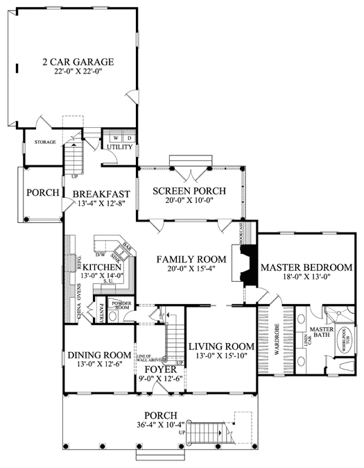 Plan 32470WP: Porches Everywhere! - Floor Plan - Main Level - New Orleans, Southern, Southern Traditional