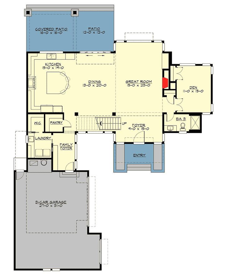 Plan 23628JD: Modern House Plan with Options - Floor Plan - Main Level - Modern, Northwest