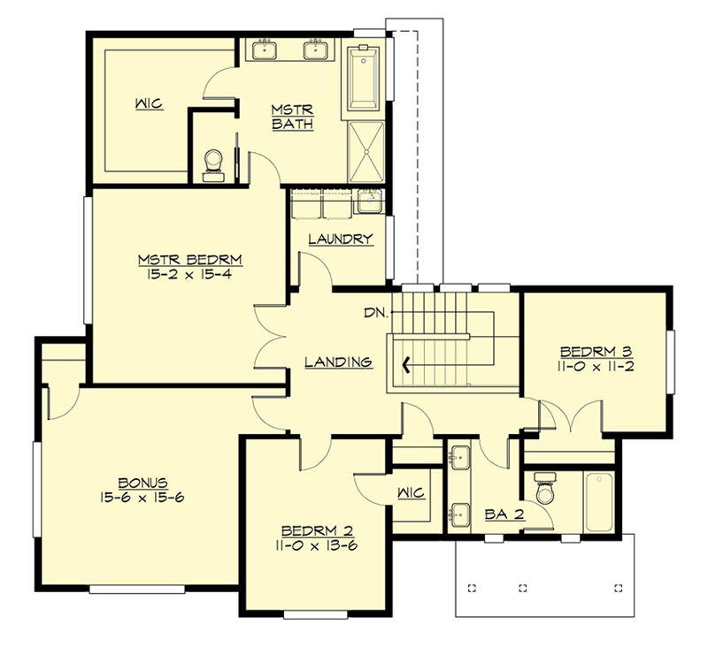 Plan 23634JD: Northwest House Plan with Drive-Under Garage - Floor Plan - Second Floor - Contemporary, Modern, Northwest