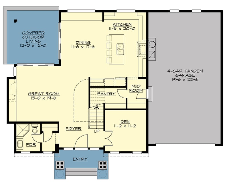 Plan 23635JD: Visually Appealing Craftsman House Plan - Floor Plan - Main Level - Craftsman, Northwest, Rustic