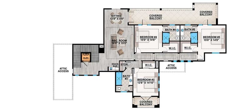 Plan 86025BW: Spacious Contemporary Florida House Plan - Floor Plan - 2nd Floor - Contemporary, Florida-Style, Southern