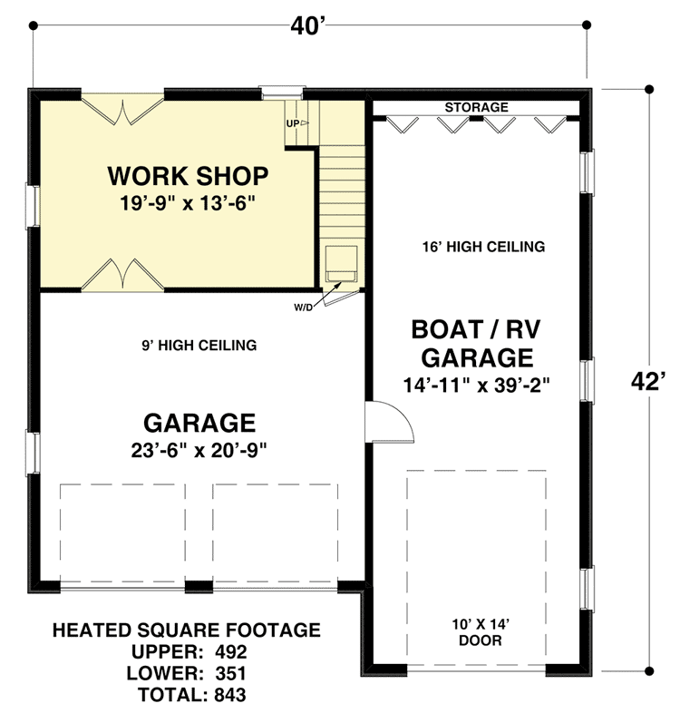 Plan 20128GA: Carriage House Apartment with RV Garage - Floor Plan - Main Level - Carriage