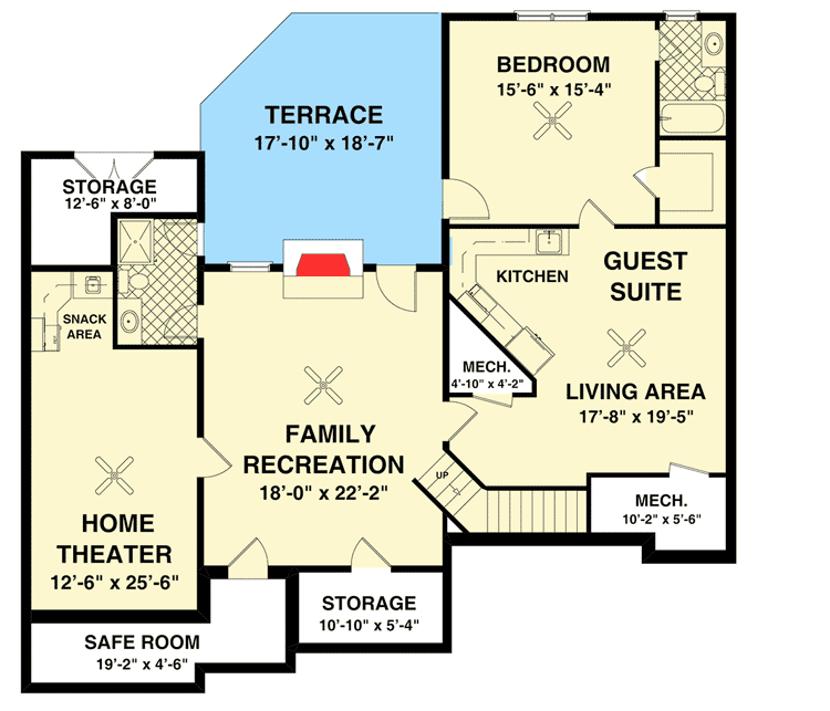 Plan 20137GA: 3 Bed Craftsman with Expansion Upstairs and Down - Floor Plan - Lower Level - Craftsman, Northwest, Ranch, Rustic