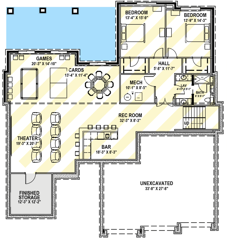 Plan 64421SC: Modern Prairie House Plan for a Rear Sloping Lot - Floor Plan - Optional Lower Level - Northwest, Prairie, Ranch