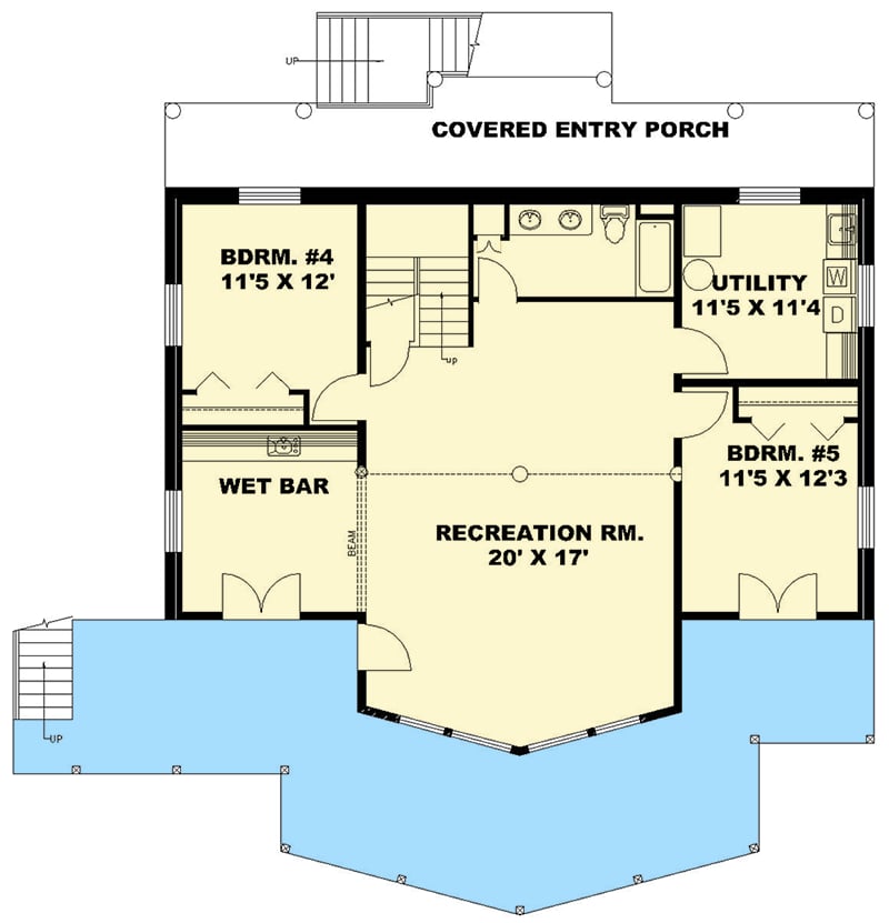 Plan 35528GH: Northwest Mountain Home with Walls of Glass - Floor Plan - Lower Level - Mountain, Northwest
