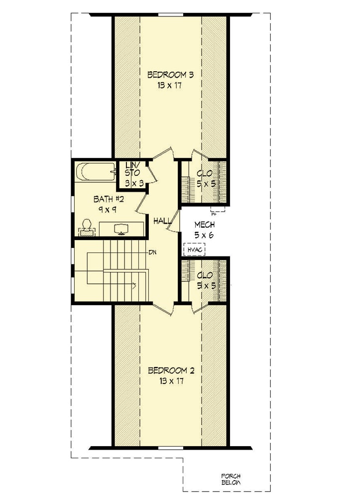 Plan 68424VR: Narrow Lot Bungalow House Plan with Rear-Entry Garage - 1979 Sq Ft - Floor Plan - 2nd Floor - Bungalow, Craftsman, Northwest