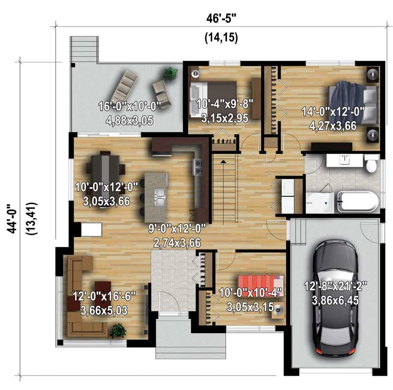 Plan 80876PM: Contemporary Starter Home - Floor Plan - Main Level - Contemporary