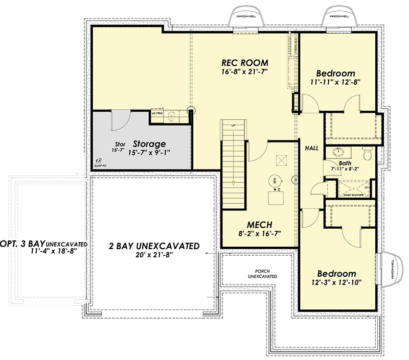 Plan 64431SC: Country Craftsman Home Plan with Optional Lower Level - 1521 Sq Ft - Floor Plan - Optional Lower Level - Cottage, Country, Craftsman, Farmhouse, Ranch