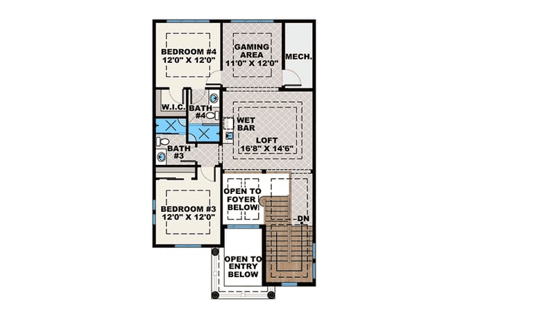 Plan 66381WE: Florida House Plan with Game Room and Loft - Floor Plan - 2nd Floor - Florida-Style, Southern