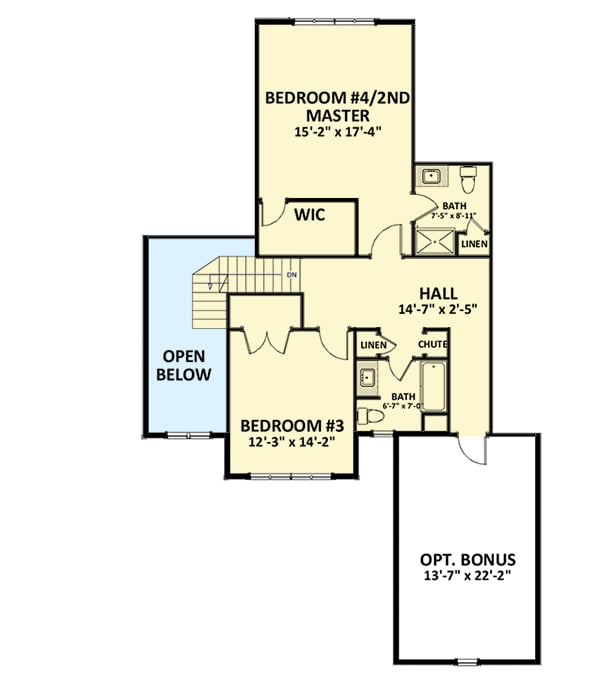 Plan 46293LA: Traditional House Plan with Wrap-Around Porch - 46293 Sq Ft - Floor Plan - 2nd Floor - Craftsman, Traditional