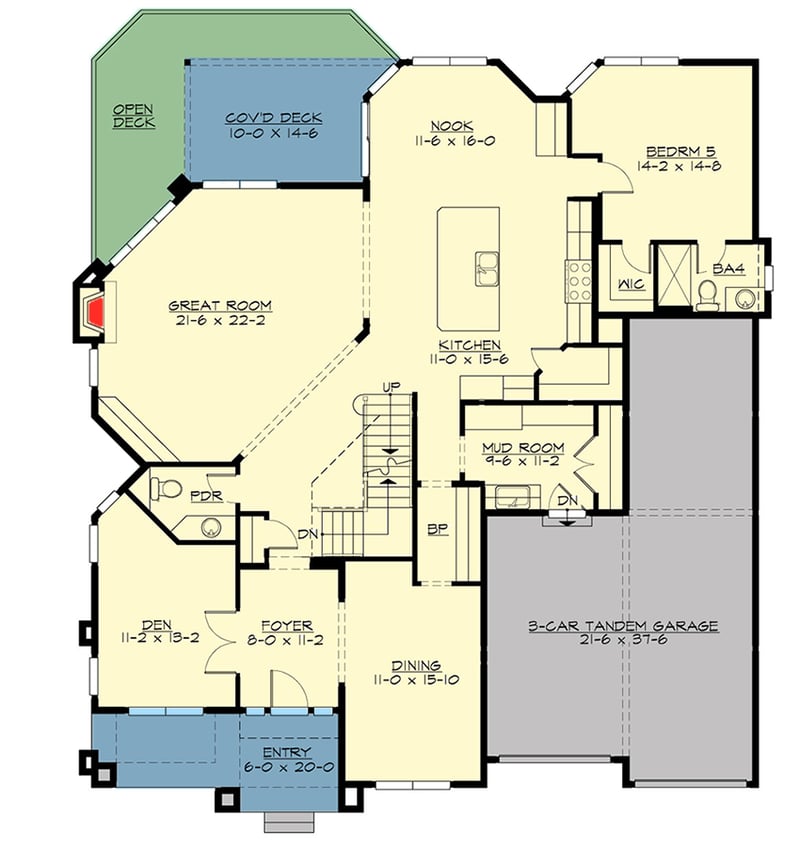 Plan 23650JD: Craftsman House Plan with Optional Lower Level - Floor Plan - Main Level - Craftsman, New American, Northwest