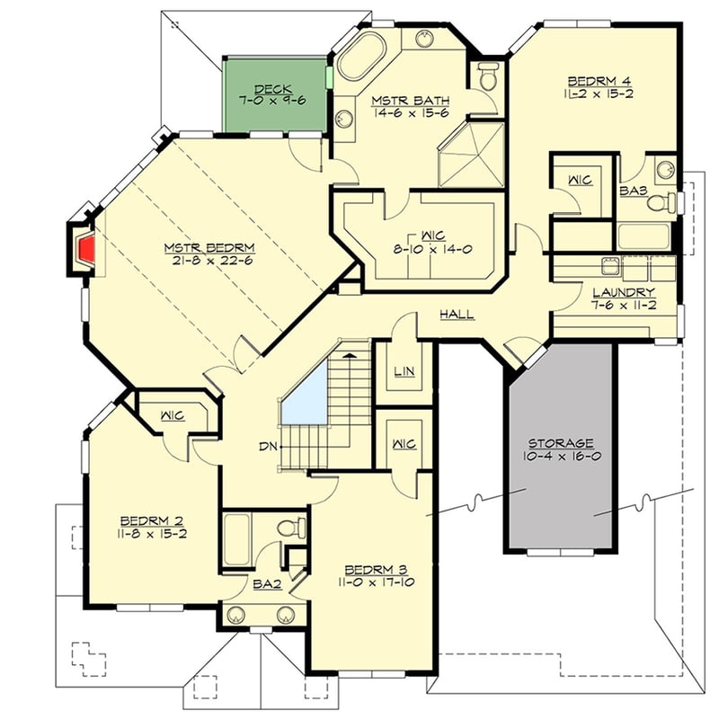 Plan 23650JD: Craftsman House Plan with Optional Lower Level - Floor Plan - Second Level - Craftsman, New American, Northwest