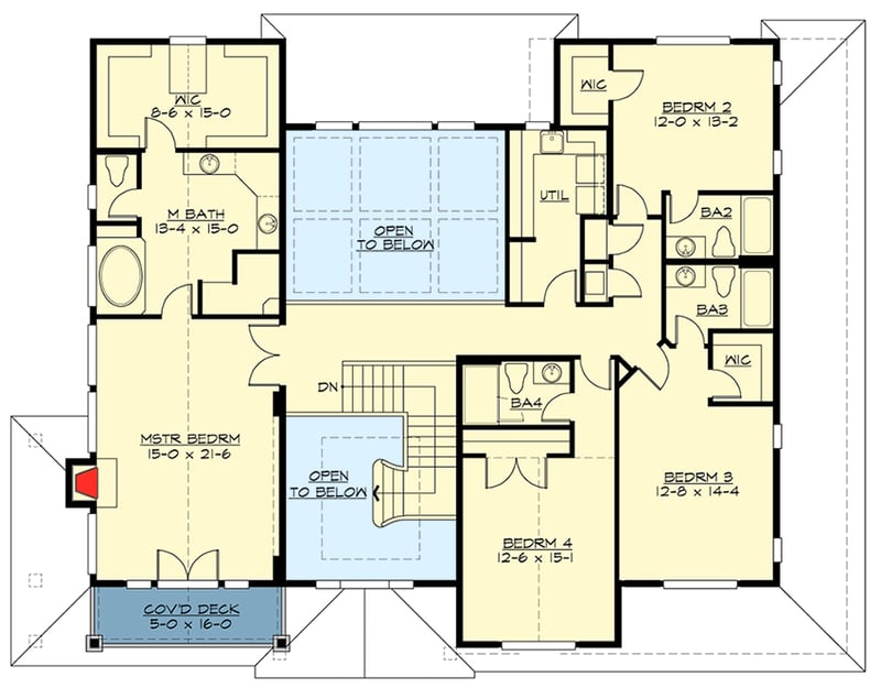 Plan 23659JD: Exquisite Craftsman House Plan - Floor Plan - Second Level - Craftsman, New American, Northwest