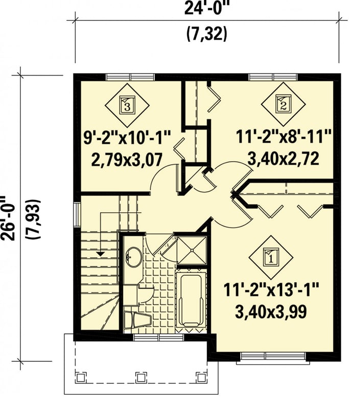 Plan 80885PM: Compact Two-Story Northwest House Plan - 1200 Sq Ft - Floor Plan - 2nd Floor - Northwest, Traditional