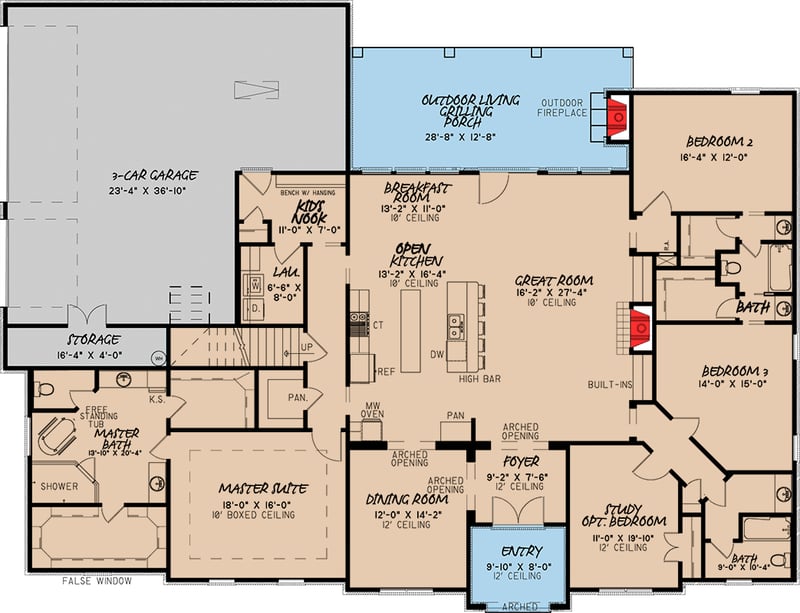 Plan 70527MK: Elegant Traditional European Style Home with Up To 4 Beds - Floor Plan - Main Level - European, French Country, Traditional