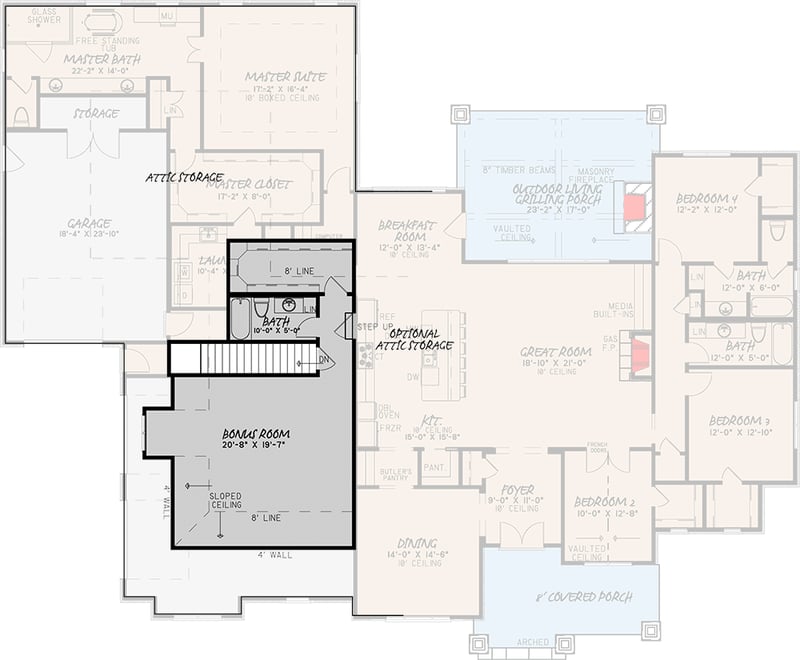 Plan 70528MK: 4 Bed Southern Home Plan with Rustic Elegance - Floor Plan - Bonus Level - Country, Southern, Traditional