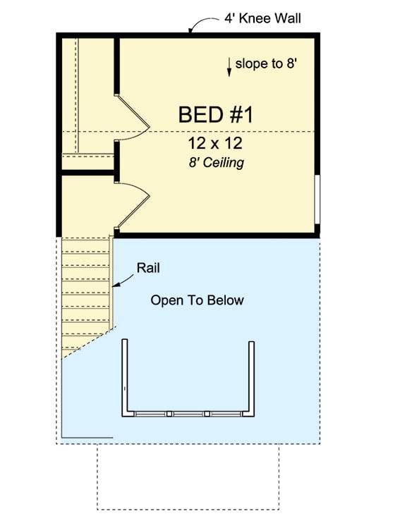 Plan 52284WM: Tiny Cottage or Guest Quarters - Floor Plan - 2nd Floor - Bungalow, Cottage