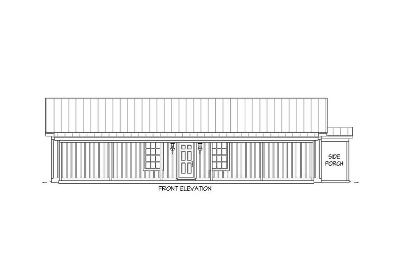 Plan 68442VR: Rustic Two Bedroom Ranch House Plan - Floor Plan - Front Elevation - Country, Ranch, Rustic