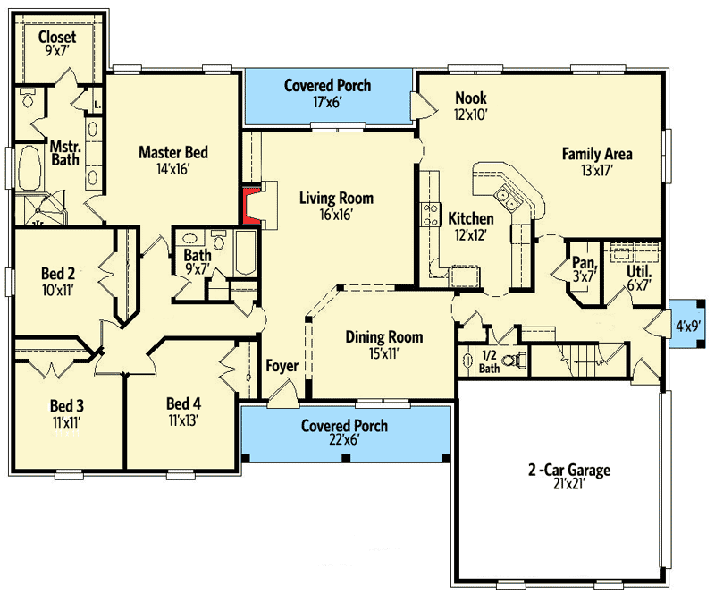 Plan 58605SV: Second Floor Rec Room - Floor Plan - Main Level - Southern, Traditional