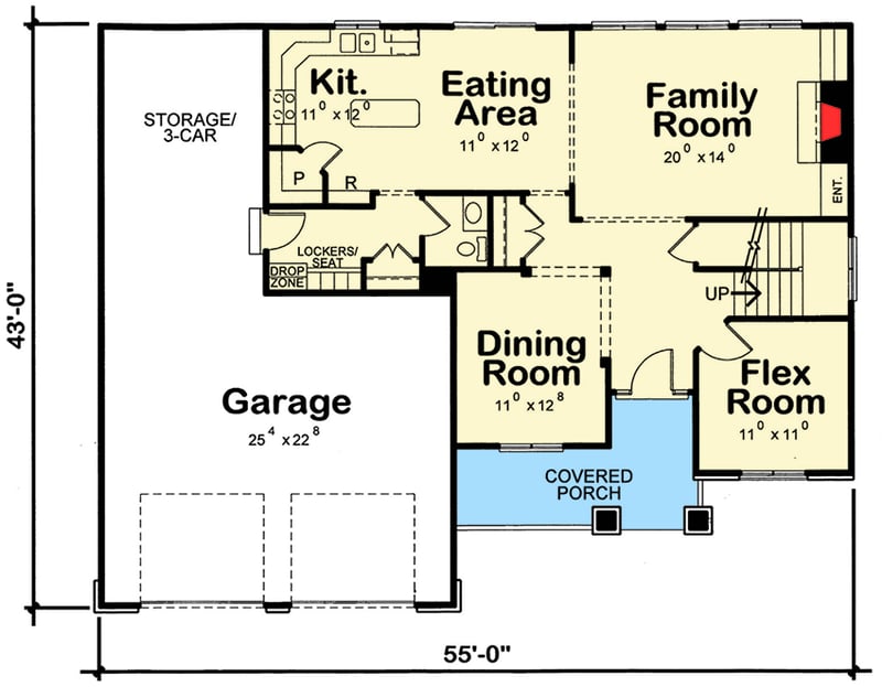 Plan 42385DB: Two-Story Craftsman with Flex Room - Floor Plan - Main Level - Craftsman, Northwest