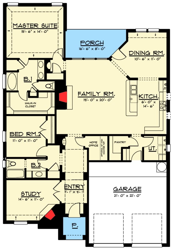 Plan 915001CHP: Elegant Brick Ranch House Plan - Floor Plan - Main Level - Ranch, Traditional