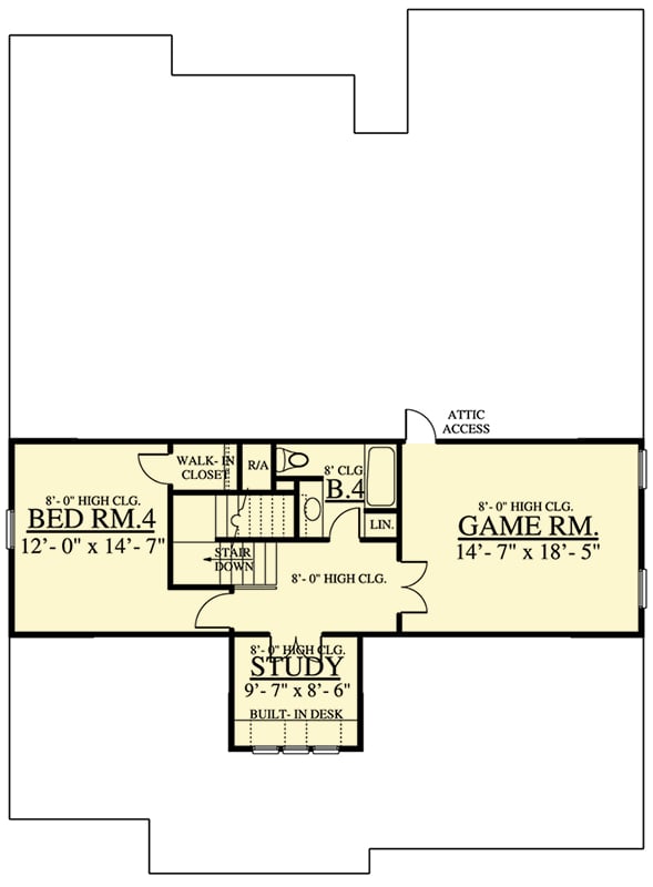 Plan 915016CHP: Four Bedrooms in a Narrow Lot Home Plan - Floor Plan - 2nd Floor - Hill Country, Northwest, Traditional