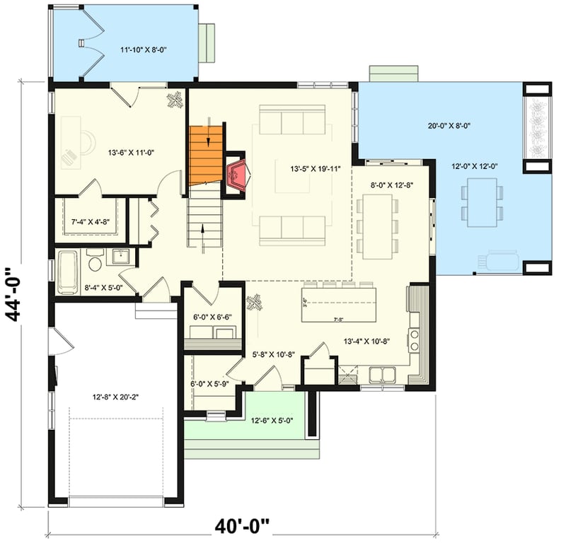 Plan 22459DR: Open Layout Northwest House Plan - Floor Plan - Basement Stairs Location - New American, Northwest