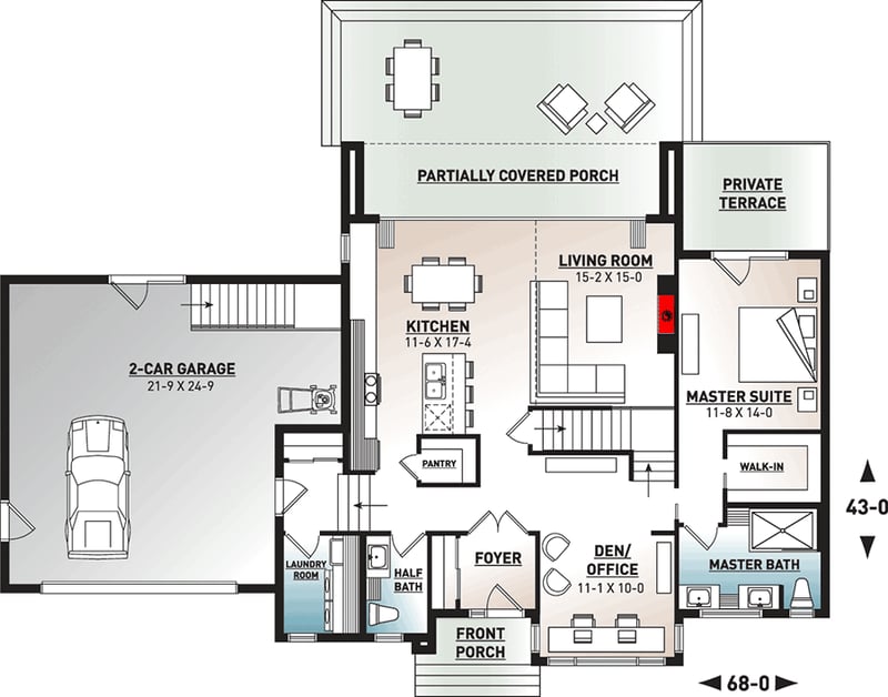 Plan 22462DR: Modern House Plan with Great Visual Appeal - Floor Plan - Main Level - Contemporary, Modern, Northwest