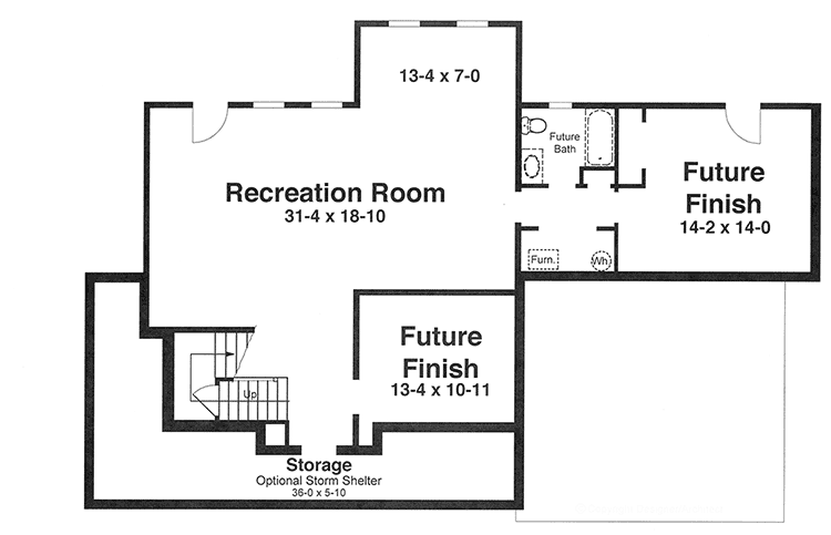 Plan 92096VS: Traditional House Plan with Wrap-Around Porch - Floor Plan - Basement - Traditional