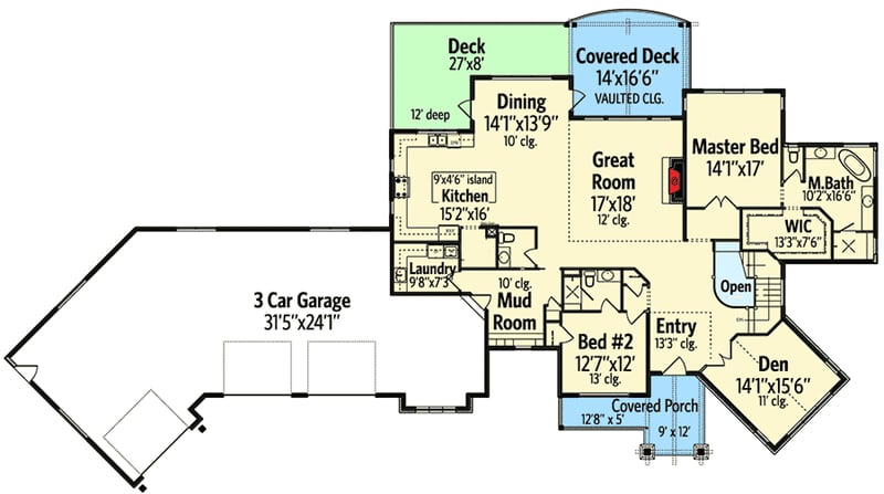 Plan 95030RW: Two Bedroom Craftsman House Plan with Expansion Possibilities - Floor Plan - Main Level - Craftsman, Mountain, New American, Northwest, Ranch, Rustic