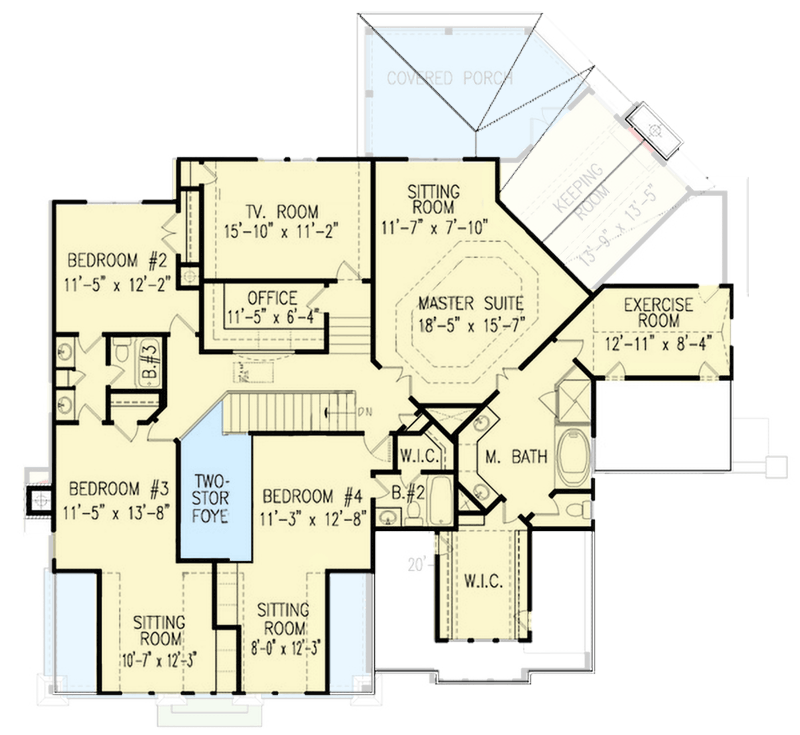 Plan 25613GE: Delightful House Plan with Stone and Board and Batten Exterior and an Angled Keeping Room - Floor Plan - 2nd Floor - New American, Northwest, Shingle