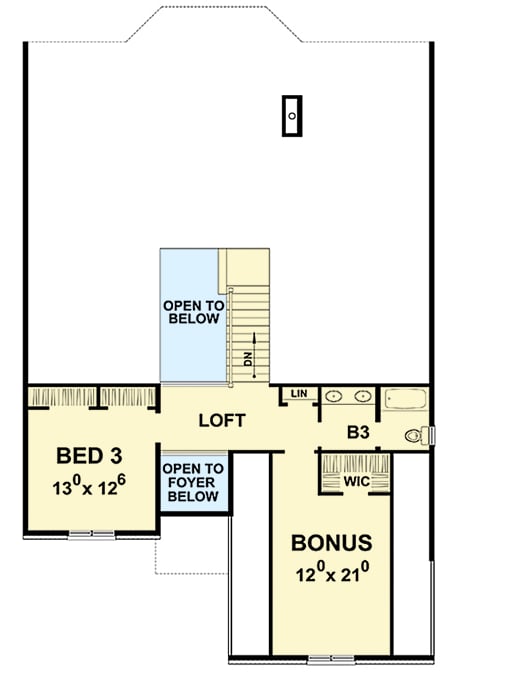 Plan 42393DB: Traditional House Plan with Brick, Stone and Siding - Floor Plan - 2nd Floor - Traditional