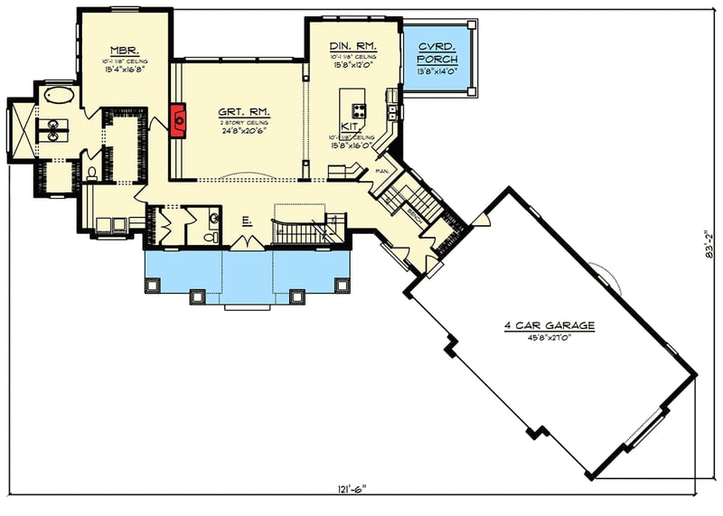Plan 890033AH: Luxury Craftsman House Plan - Floor Plan - Main Level - Craftsman, Northwest