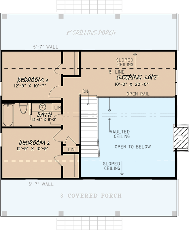 Plan 70537MK: Charming Rustic Bungalow House Plan with Split Bedrooms and Loft - Floor Plan - 2nd Floor - Bungalow, Country, Mountain, Rustic, Vacation