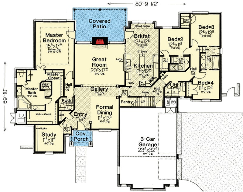 Plan 48534FM: Impressive French Country House Plan - Floor Plan - Main Level - European, French Country