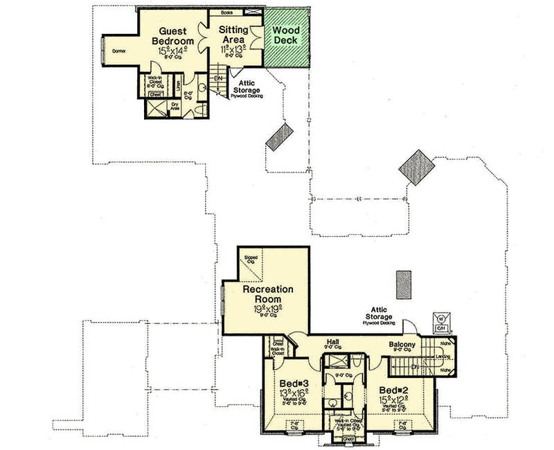 Plan 48535FM: Exclusive French Country House Plan With Exercise Cabana - Floor Plan - Second Level - European, French Country