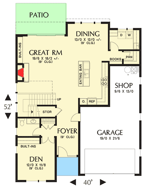 Plan 69645AM: Modern House Plan with Vaulted Games Room - Floor Plan - Main Level - Contemporary, Modern, Northwest