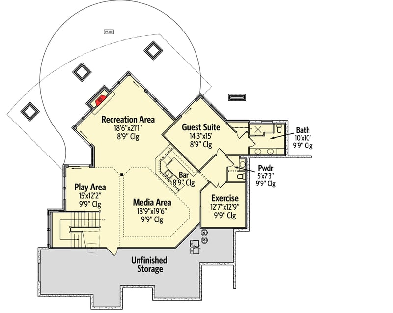 Plan 95031RW: Unique Craftsman House Plan with Sunken Great Room - Floor Plan - Optional Finished Lower Level - Craftsman, Mountain, Northwest, Rustic