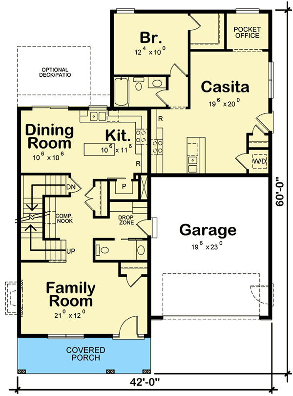 Plan 42414DB: Northwest Bungalow with Alternate Versions - Floor Plan - Main Level - Bungalow, Craftsman, Northwest