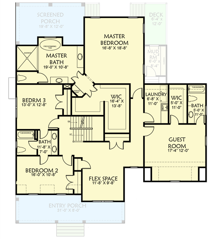 Plan 500003VV: 4 Bed Farmhouse Plan with Rocking Chair Porch - 3634 Sq Ft - Floor Plan - 2nd Floor - Country, Farmhouse, Modern Farmhouse, New American