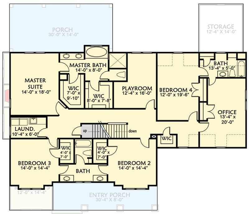 Plan 500011VV: 5 Bed Craftsman with Board and Batten Siding and 2 Porches - Floor Plan - 2nd Floor - Country, Craftsman, Farmhouse, New American