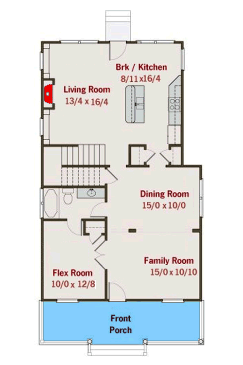 Plan 50137PH: Southern House Plan with Flex Room and Master Porch - Floor Plan - Main Level - New Orleans, Southern, Traditional