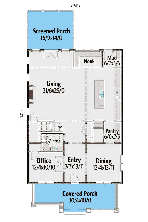 Plan 50125PH: Craftsman House Plan with Optional Third Floor - Floor Plan - Main Level - Bungalow, Craftsman, Northwest