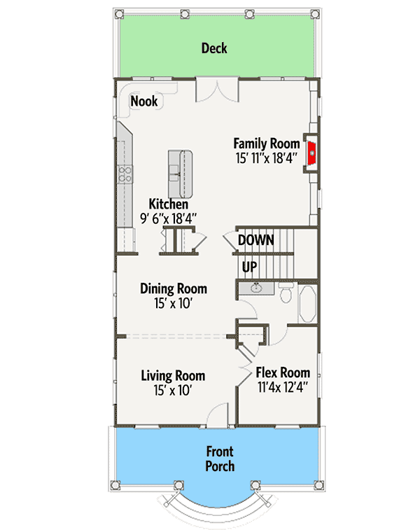 Plan 50141PH: Northwest House Plan with Stacked Porches and Flex Space - Floor Plan - Main Level - New Orleans, Victorian