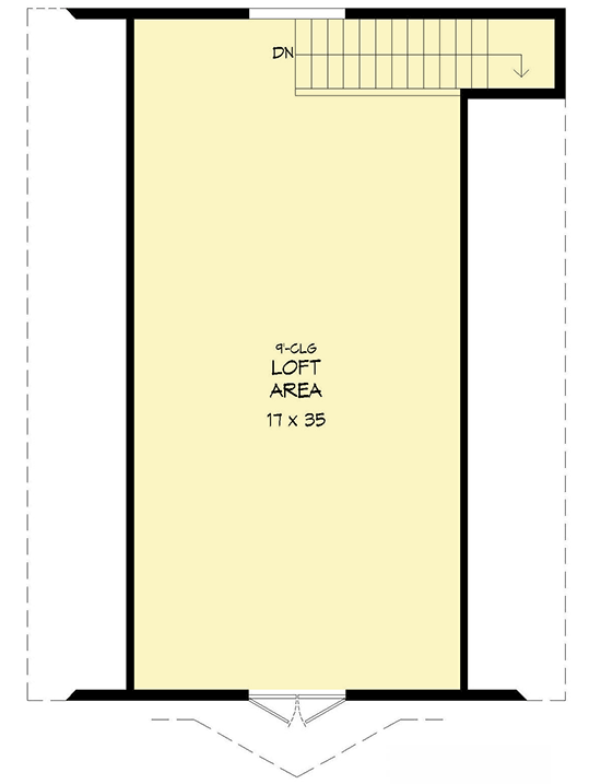 Plan 68477VR: Classic Barn-Style Garage with Loft - Floor Plan - 2nd Floor - Traditional