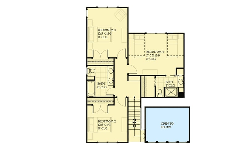 Plan 970012VC: Charming Craftsman with Two-Story Den - Floor Plan - 2nd Floor - Bungalow, Craftsman, New American, Northwest