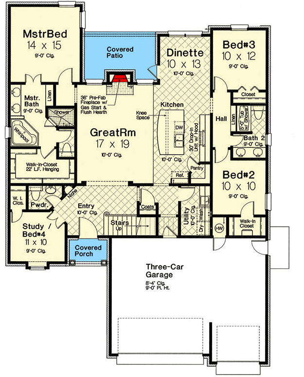 Plan 48556FM: European House Plan with Three or Four Bedrooms and Bonus ...