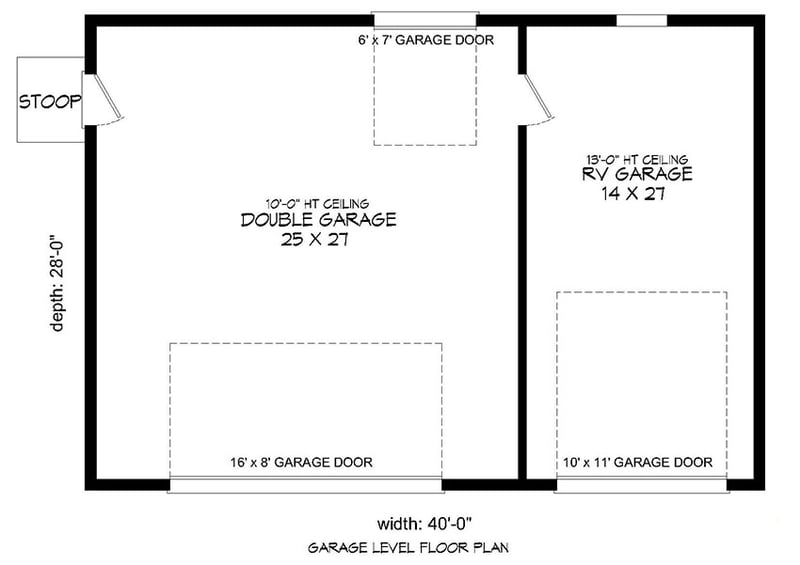 Plan 68479VR: RV Garage Plan with Options - Floor Plan - Main Level