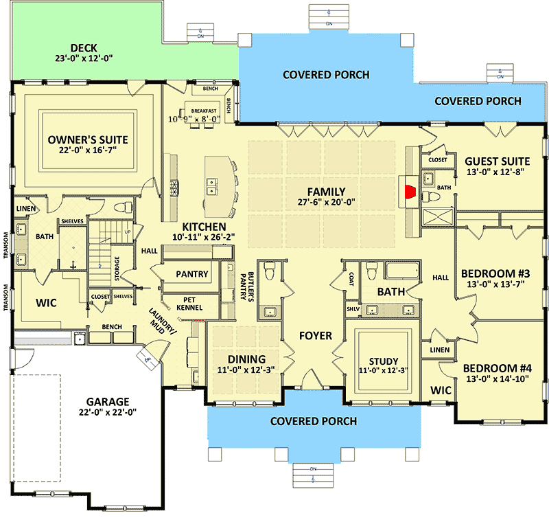 Plan 46309LA: Handsome and Spacious Craftsman House Plan - Floor Plan - Main Level - Craftsman, Northwest