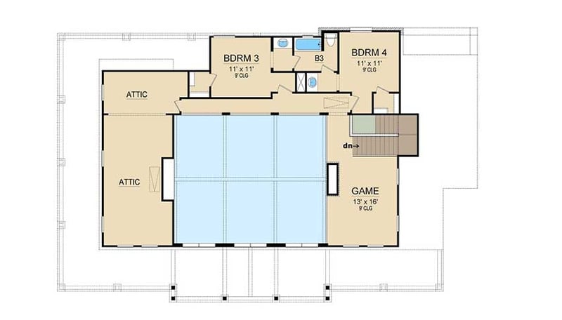 Plan 36531TX: Country Home with Huge Family Room Open to Above - 3,132 Sq Ft - Floor Plan - 2nd Floor - Country, Hill Country, Mountain, Vacation